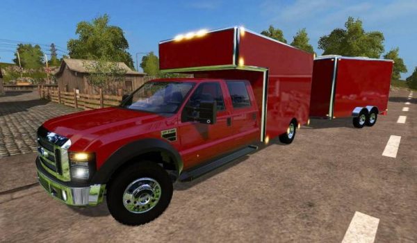 Fs17 Ford F450 Utility Truck Trailer V10 Farming